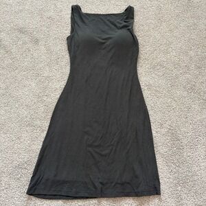 OGL Skin Kiss Dress Womens S Gray Built in Bra Open Back Boatneck Jersey Knit